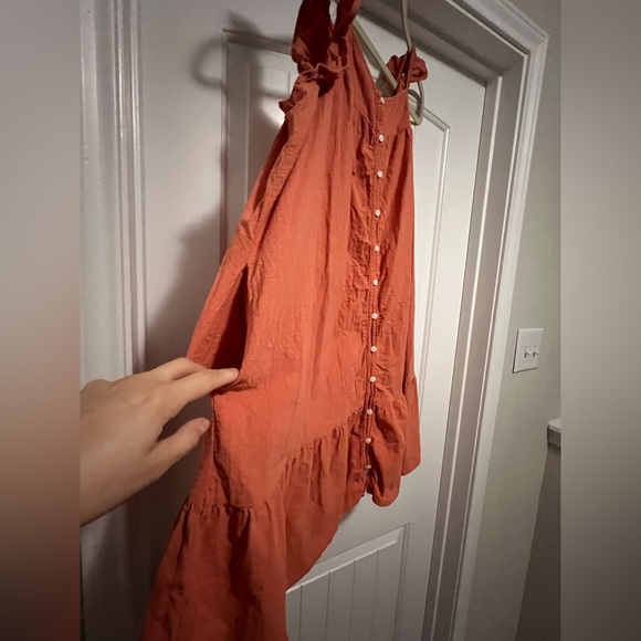 Universal Thread Rust Ruffle Strap Cotton Mini Dress Boho Cottagecore Fall - Picture 5 of 9